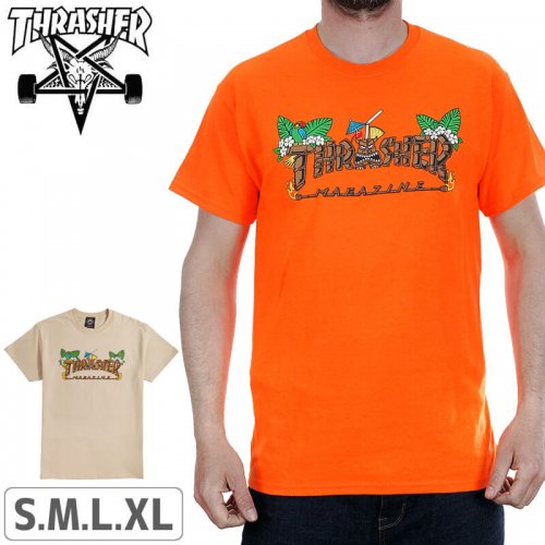 【スラッシャー Tシャツ THRASHER スケボー】（USAモデル）Thrasher Tiki T-Shirt NO111