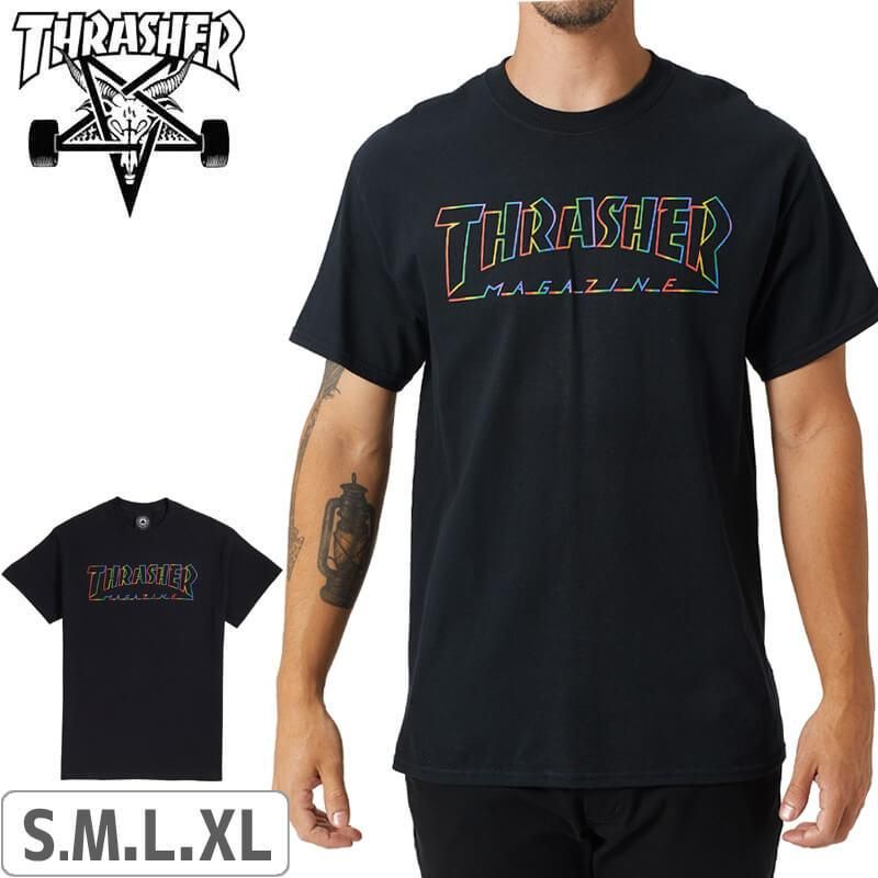 スラッシャー Thrasher Tシャツ Usモデル Spectrum T Shirt ブラック No116