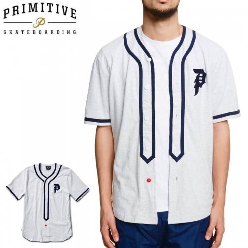 【PRIMITIVE プリミティブ スケボー ジャージ】Tokyo Champs Baseball Jersey【アイスヘザー】NO1