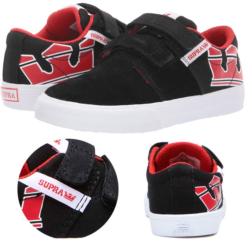 スープラ SUPRA キッズ シューズ KIDS STACKS II VULC BLACK/RISK RED