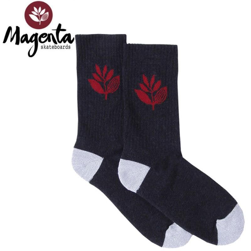 マゼンタ Magenta スケボー ソックス Plant Socks ブラックxレッド No3