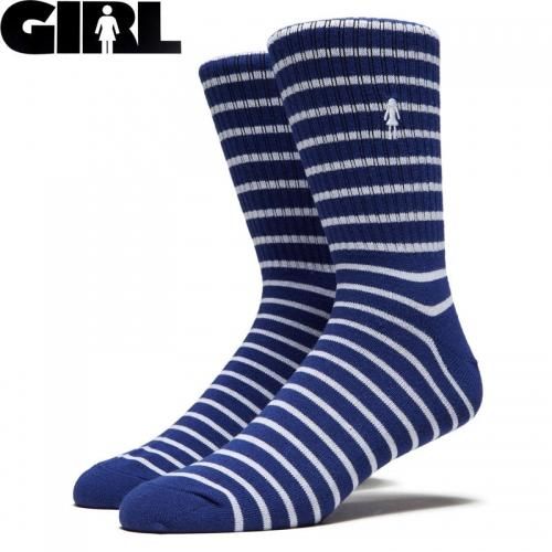 ガール Girl スケボー ソックス Striped Socks ブルー No24