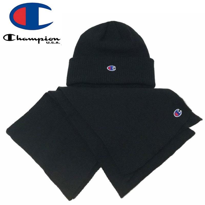 Champion チャンピオン ニットキャップ Mogul Beanie And Scarf Set ブラック No15