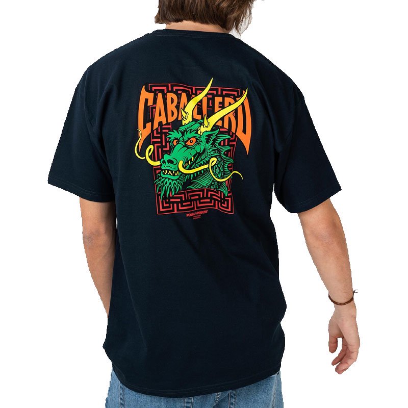 パウエル POWELL スケボー Tシャツ Cab Dragon ブラック、ホワイト