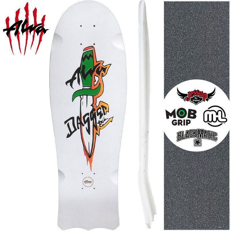 Alva Skates アルバ スケートボード デッキ 1985 Dagger Tail Re Issue White Deck 10インチ オールドスクール No1