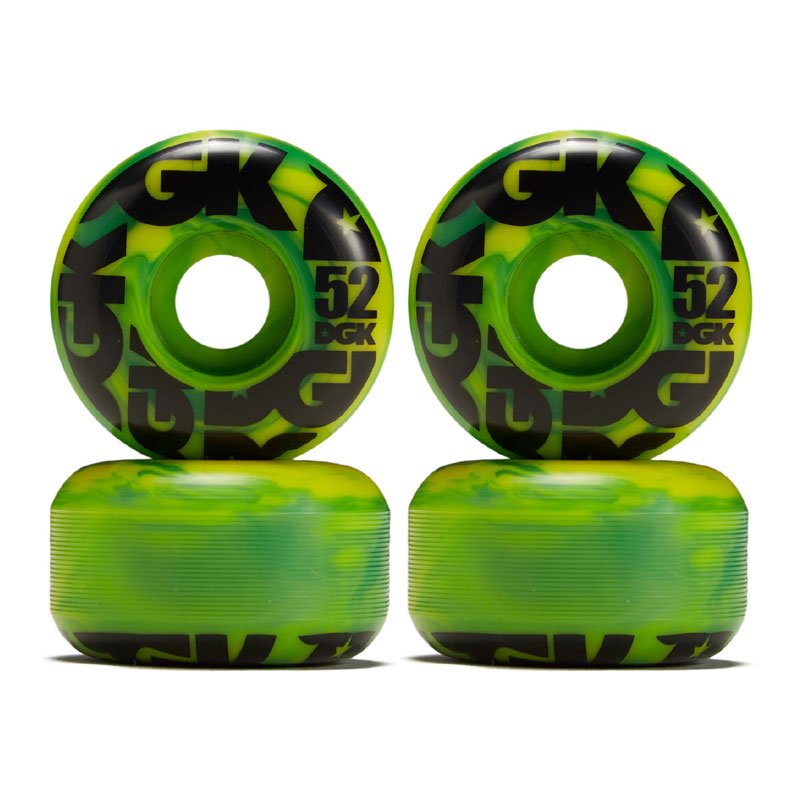 DGK Dirty Ghetto Kids "Swirl Formula" Wheel Set Green 52mm Hardware Wheels 