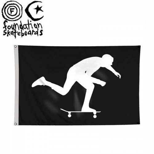 【ファンデーション FOUNDATION スケボー スケートボード 旗】PUSH FRUG ブラック×ホワイト 89cm×152cm NO1
