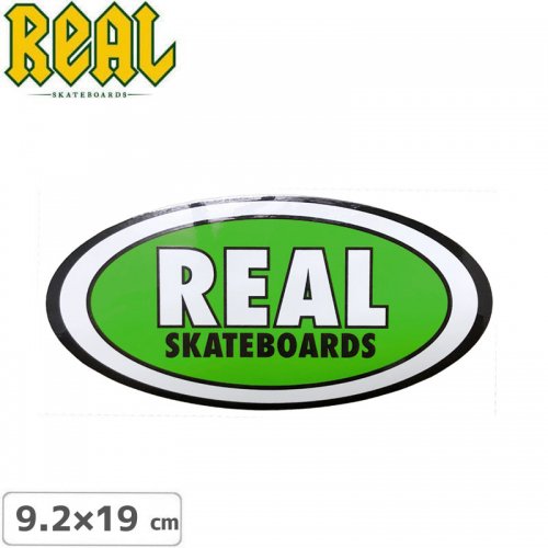 【リアル REAL SKATEBOARD スケボー ステッカー】OVAL STICKER 9.2cm x 19cm グリーン NO57