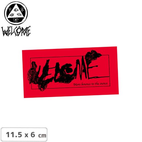 【WELCOME ウェルカム スケボー ステッカー】BLEED STICKER BLACK-RED 11.5 x 6cm NO15