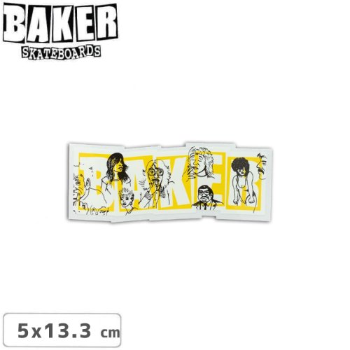 【ベーカー BAKER スケボー ステッカー】BRAND LOGO STICKER 5cm×13.3cm イエロー NO87
