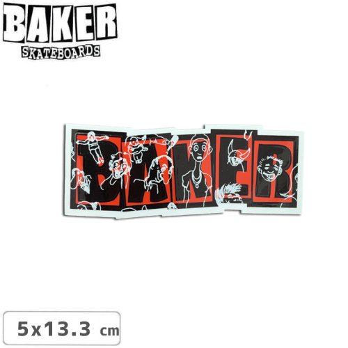 【ベーカー BAKER スケボー ステッカー】BRAND LOGO STICKER 5cm×13.3cm レッド NO89
