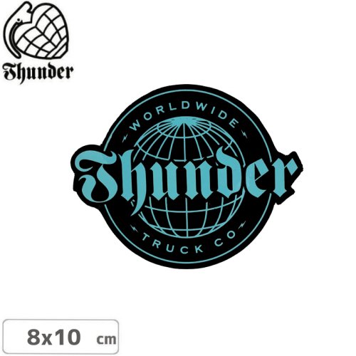 【サンダートラック THUNDERスケボー ステッカー】WORLD WIDE STICKER SKY BLUE 8cm×10cm NO55