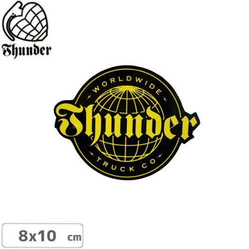 【サンダートラック THUNDERスケボー ステッカー】WORLD WIDE STICKER YELLOW 8cm×10cm NO58