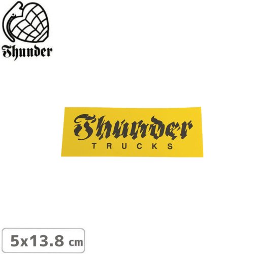 【サンダートラック THUNDERスケボー ステッカー】AFTERSHOCK SCRIPT YELLOW 5cm×13.8cm NO64
