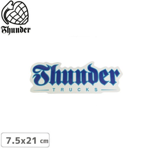 【サンダートラック THUNDERスケボー ステッカー】SCRIPT STICKER BLUE 7.5cm×21cm NO70