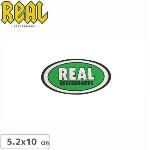 【リアル REAL SKATEBOARD スケボー ステッカー】OVAL STICKER 5.2cm x 10cm グリーン NO58
