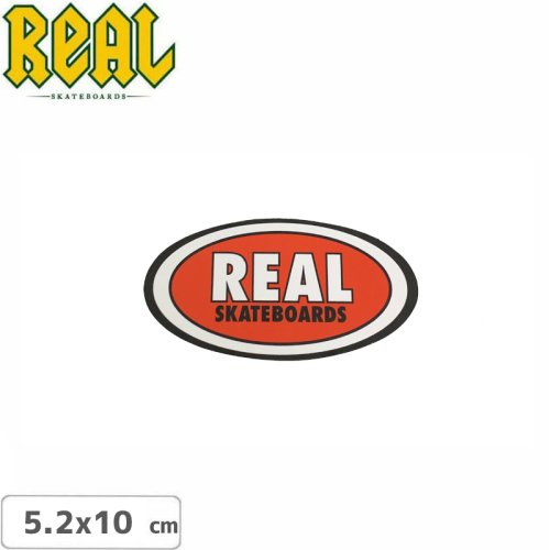 【リアル REAL SKATEBOARD スケボー ステッカー】OVAL STICKER 5.2cm x 10cm レッド NO59