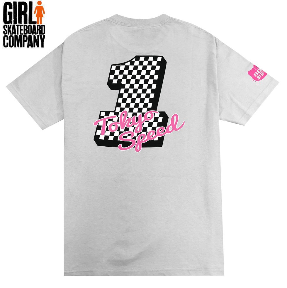 【ガール GIRL Skateboard スケボー Tシャツ】TOKYO Speed TEE シルバーグレー No330