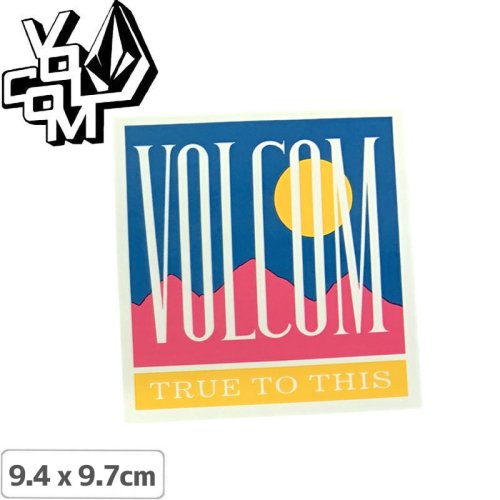 【ボルコム VOLCOM ステッカー】#400 STICKER 月と砂漠ロゴ ネイビーxピンクxイエロー 9.4 x 9.7cm NO478