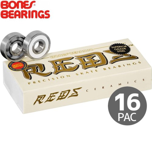 【ボーンズ BONES BEARINGS スケボー ベアリング】CERAMIC SUPER REDS BEARING PAC16 スーパーレッズ セラミック 16個セット NO13