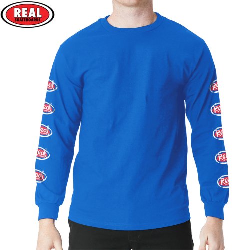 【REAL リアル スケートボード  ロング Tシャツ】NATAS OVAL ROYAL L/S TEE ブルー NO6