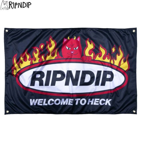 RIPNDIP リップンディップ スケボー バナーフラッグ WELCOME TO HECK WALL BANNER BLACK ウォールバナー  122cm NO37