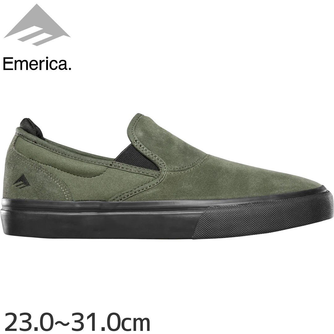 エメリカ EMERICA スケート シューズ WINO G6 SLIP-ON SHOES スウェード OLIVE BLACK NO209