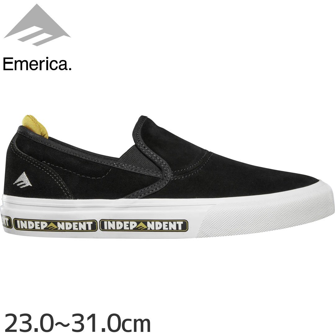 エメリカ EMERICA スケート シューズ WINO G6 SLIP-ON x INDEPENDENT SHOES スウェード BLACK/WHITE  NO222