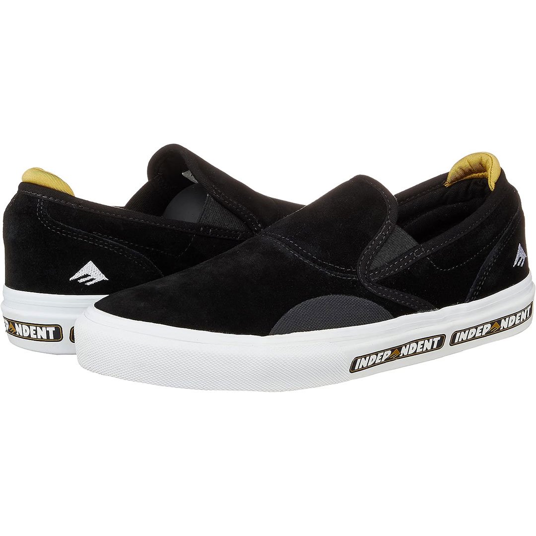 エメリカ EMERICA スケート シューズ WINO G6 SLIP-ON x INDEPENDENT SHOES スウェード BLACK/WHITE  NO222