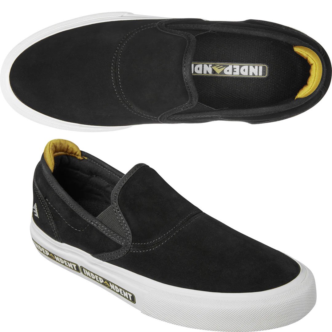 エメリカ EMERICA スケート シューズ WINO G6 SLIP-ON x INDEPENDENT SHOES スウェード  BLACK/WHITE NO222