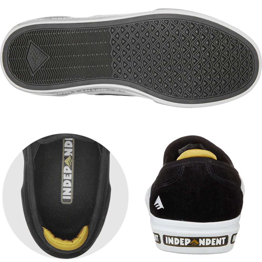 エメリカ EMERICA スケート シューズ WINO G6 SLIP-ON x INDEPENDENT SHOES スウェード  BLACK/WHITE NO222