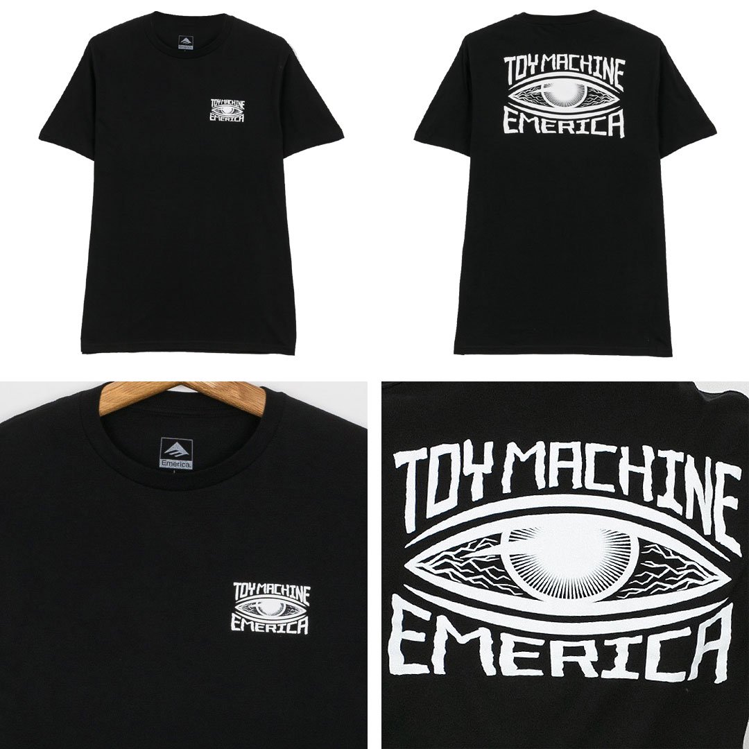 エメリカ EMERICA スケボー Tシャツ TOY MACHINE EYE TEE ブラック NO157