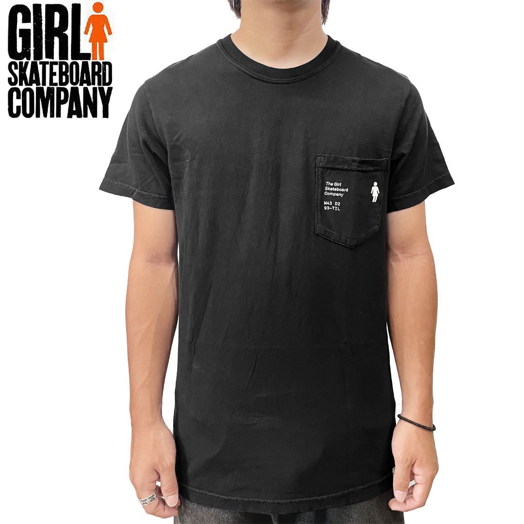 ガール GIRL SKATEBOARD スケボー Tシャツ DETAILED POCKET TEE ブラック NO337