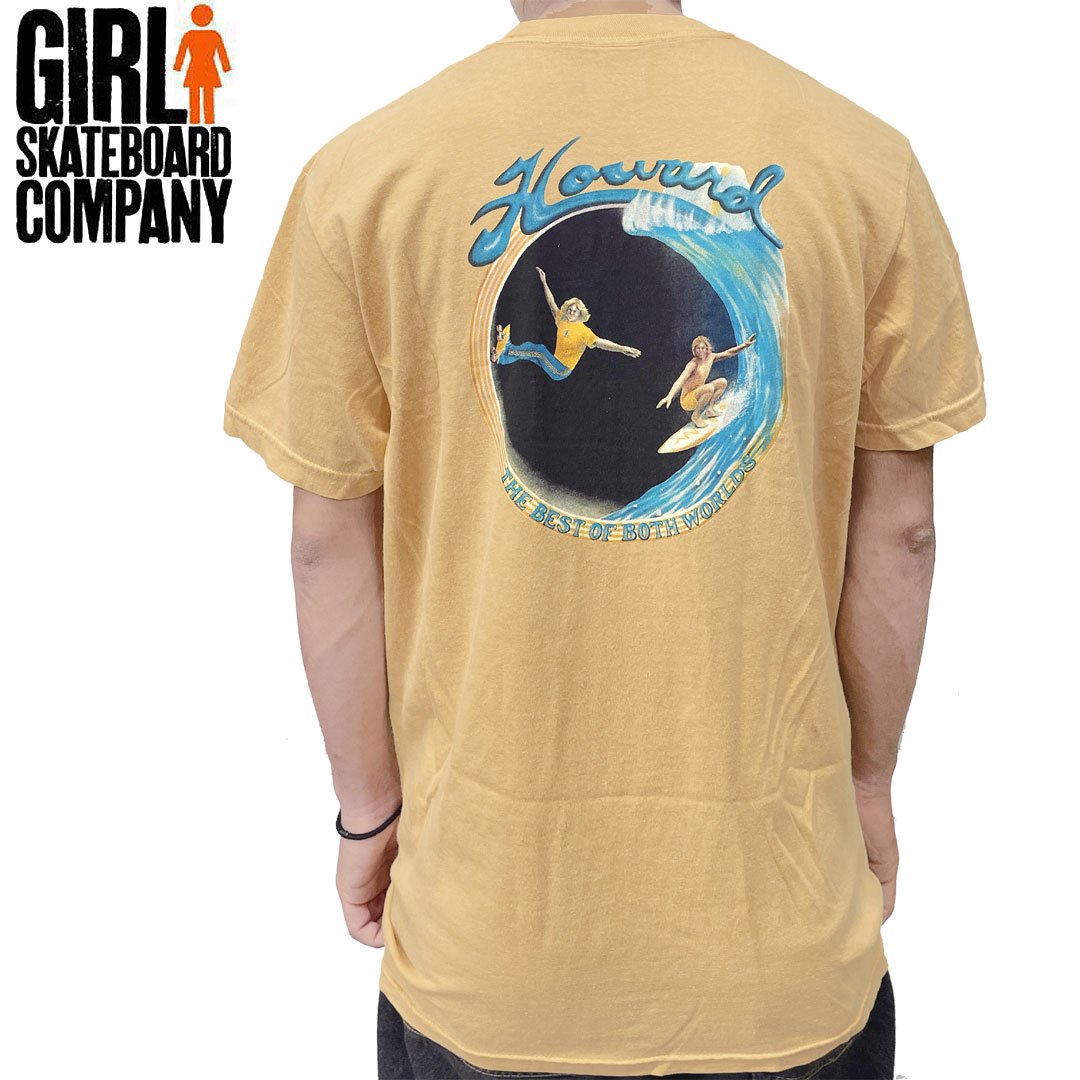 ガール GIRL SKATEBOARD スケボー Tシャツ BEST OF BOTH POCKET TEE マスタード NO338