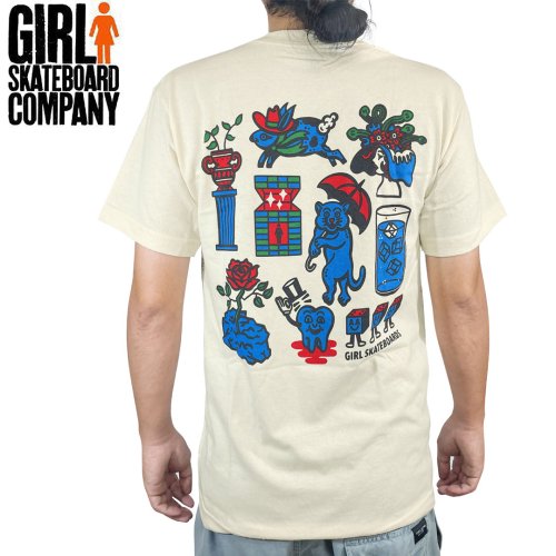 GIRL ガールスケートボード Ｔシャツ OG ロゴ TEE ヘザー デニム NO140