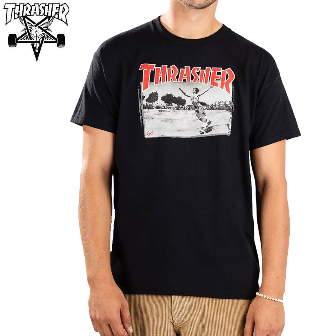 【スラッシャー THRASHER スケボー Tシャツ USA企画】JAKE DISH TEE BLACK【ブラック】NO147