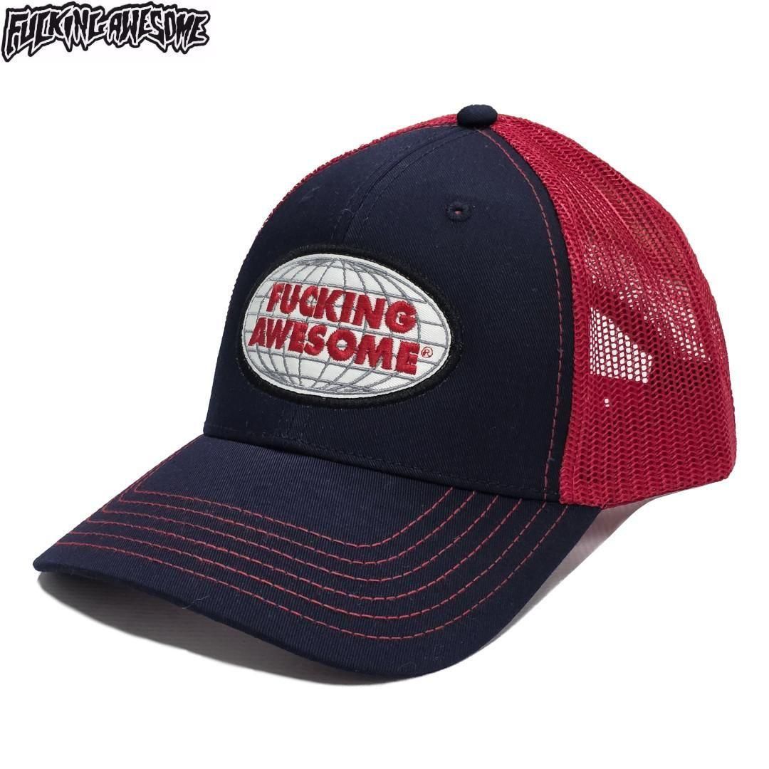 【FUCKING AWESOME ファッキンオーサム キャップ】MECHANICS SIX PANLE MESH HAT【ネイビー/レッド】NO03