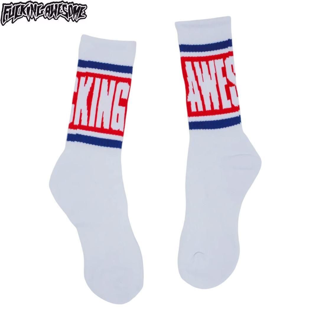 【FUCKING AWESOME ファッキンオーサム ソックス】BIG STRIPE SOCKS【ホワイト/レッド】NO10
