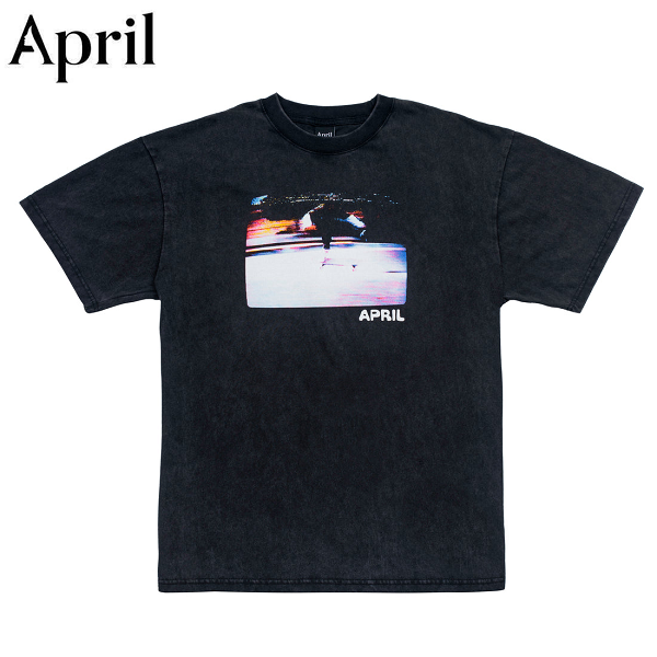 【APRIL SKATEBOARDS エイプリル スケートボード Tシャツ】GUY 1990 TEE ヴィンテージブラック NO02