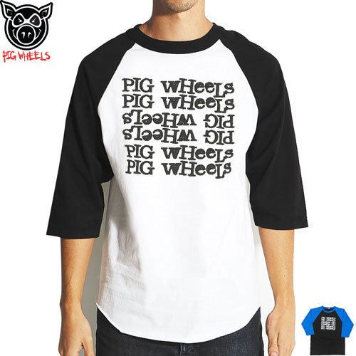 【ピッグ PIG WHEEL スケボー Tシャツ】TRICK JEALOUSY 3/4 7分TEE【ホワイト】【ブラック】NO9