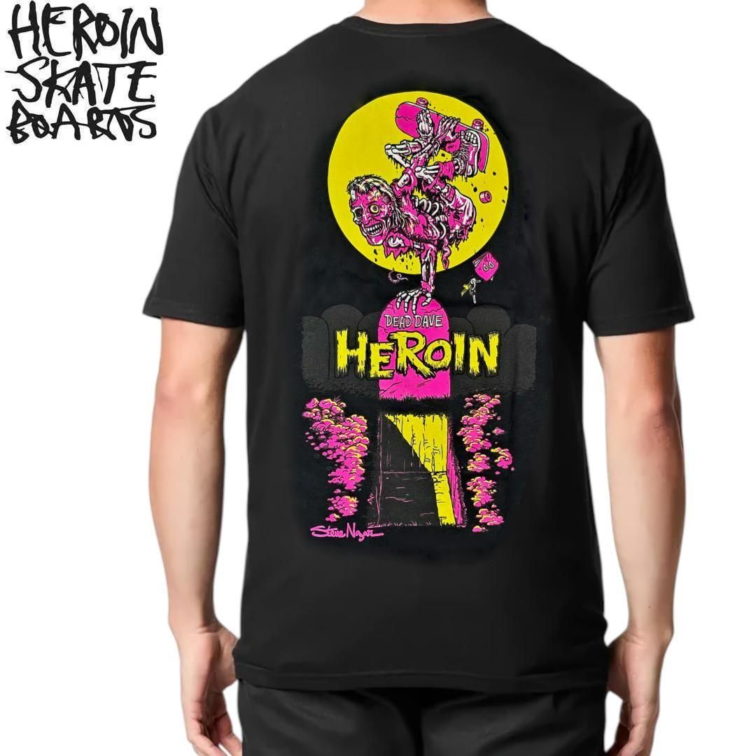 【HEROIN ヘロイン スケートボード Tシャツ】ZOMBIE BLACK TEE【ブラック】NO23