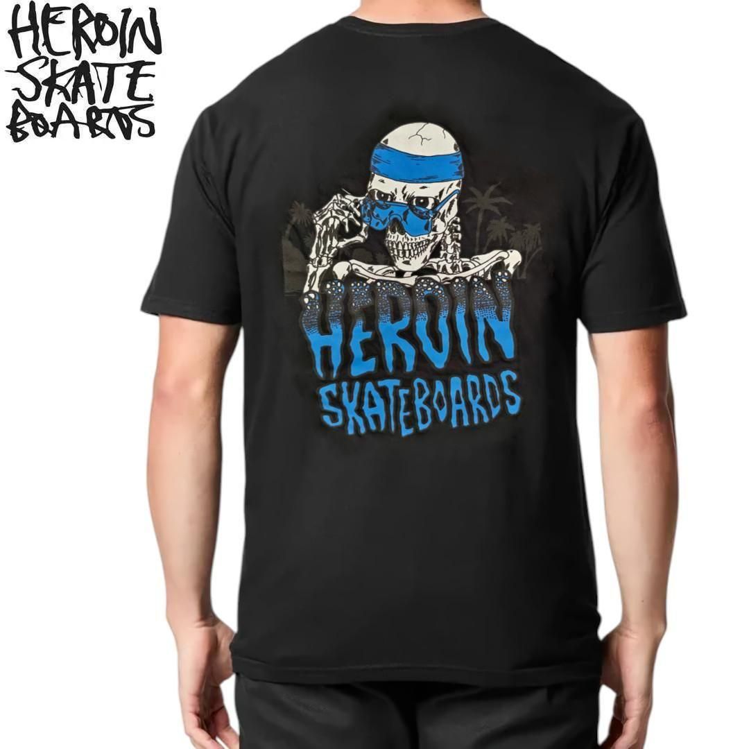 【HEROIN ヘロイン スケートボード Tシャツ】SKELETON BLACK TEE【ブラック】NO25
