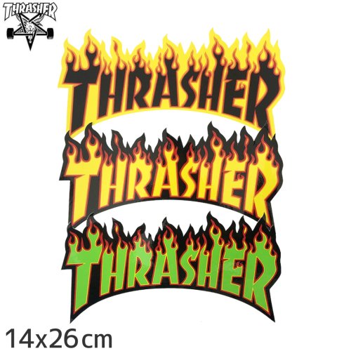 ڥå㡼 THRASHER ܡ ƥåUSAǥ FLAME LOGO 3  14cm x 26cm NO07