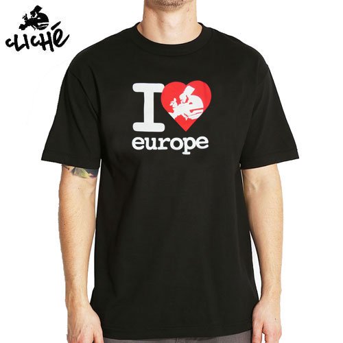 【クリシェ CLICHE スケボー Tシャツ】I LOVE EUROPE TEE【ブラック】NO4