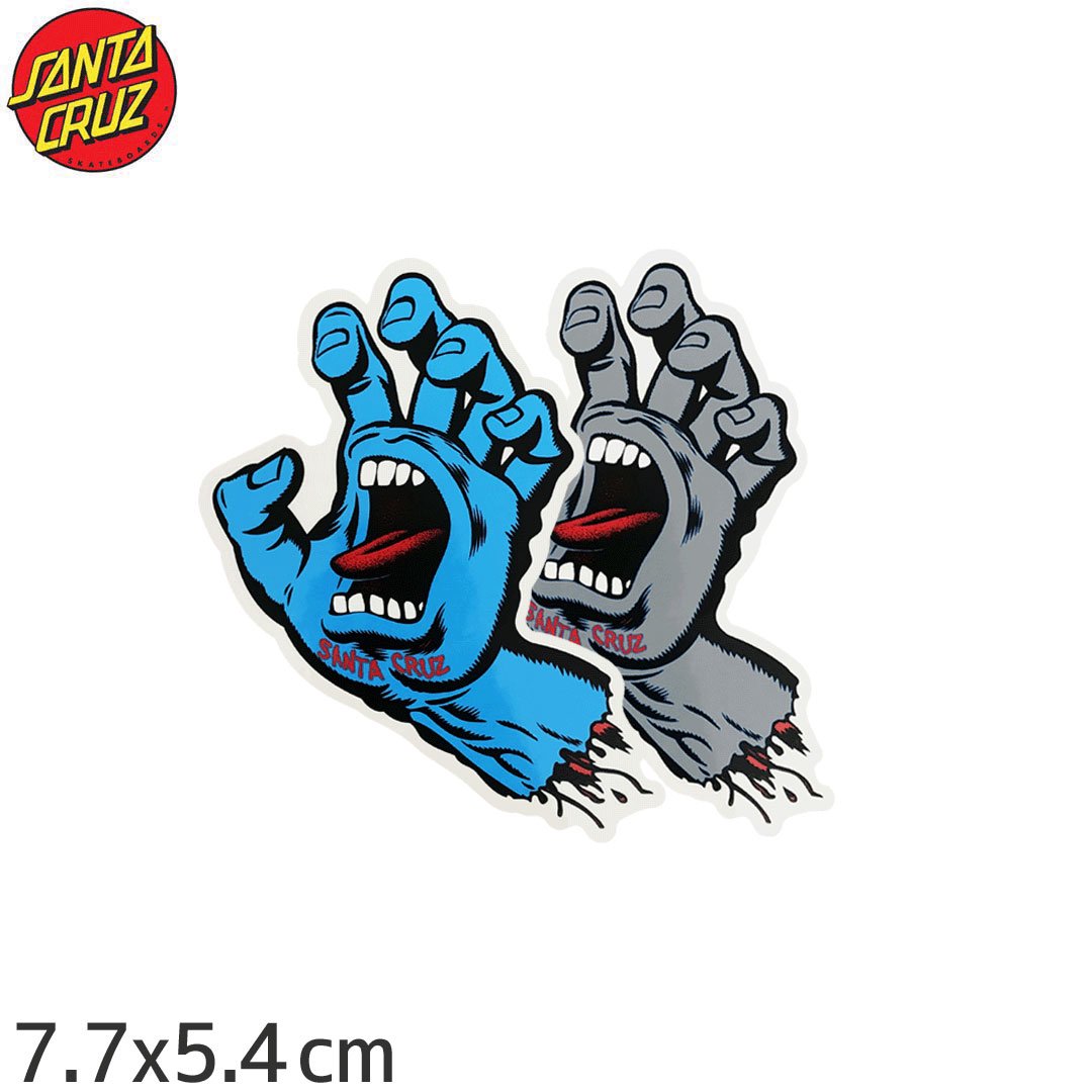 スケボー スクリーミングハンド ステッカー サンタクルーズ SANTACRUZ SCREAMING HAND ブルー/グレー 7.7cm x  5.4cmNO24