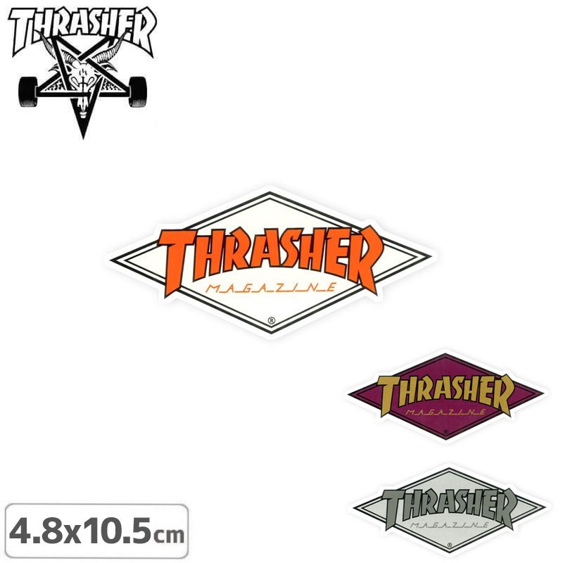 ڥå㡼 THRASHER ܡ ƥåUS DIAMOND LOGO3ۡ4.8cm x 10.5cmNO46