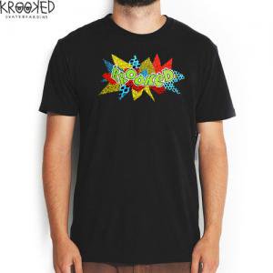 【KROOKED クルックド スケートボード Tシャツ】KRACKED ロゴ TEE【ブラック】NO65