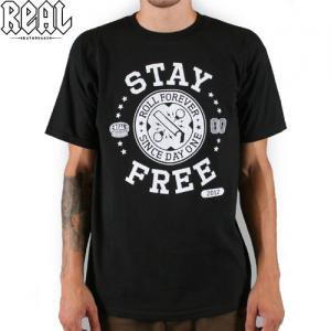 【REAL リアル スケートボード Tシャツ】STAY FREE TEE【ブラック】NO36