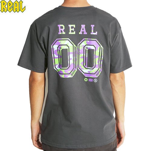 【REAL リアル スケートボード Tシャツ】CAMO 00 TEE【チャコール グレー】NO60