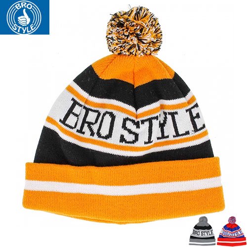 【BRO STYLE ブロスタイル ニットキャップ】HOME TEAM POM BEANIE【3COLOR】NO3